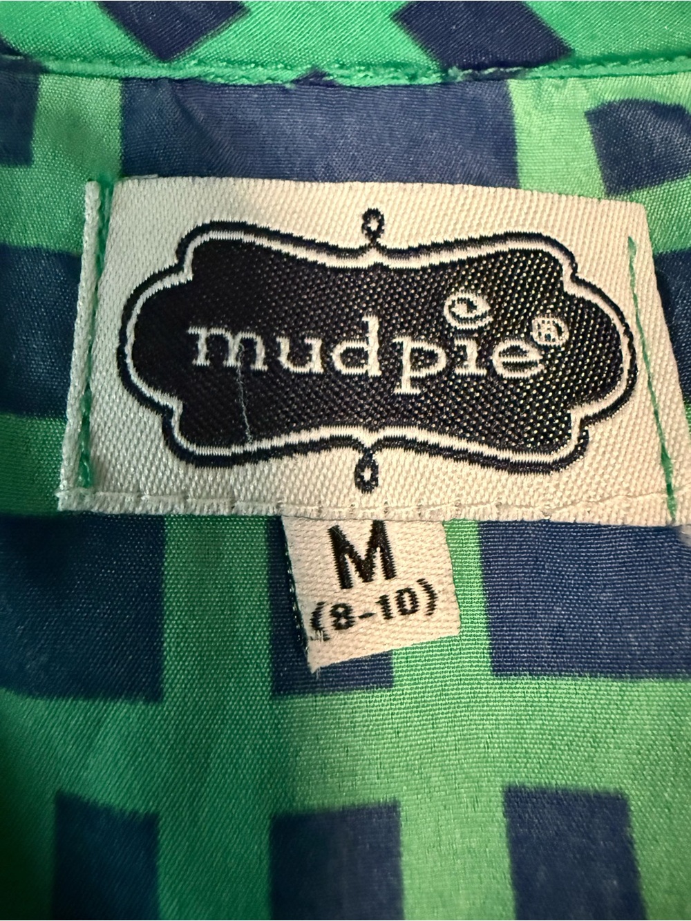 Mud Pie Teal & Navy Geometric Ruffle Sleeveless Blouse - Picture 7 of 11